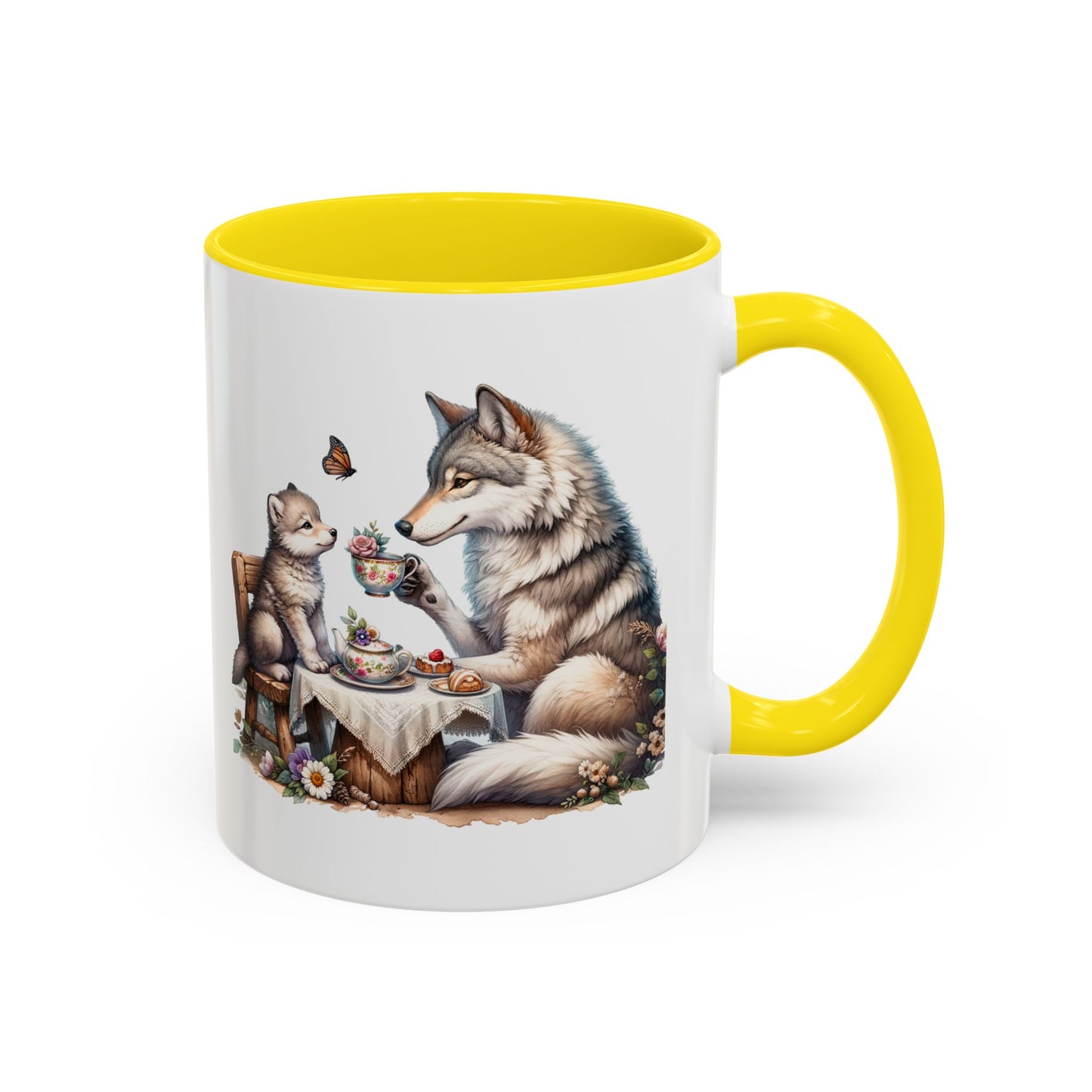 Whimsical Wolf Tea Time Mug | Cute Animal Coffee Cup, Gifts for Animal Lovers, Home Decor, Cozy Kitchen, Unique Gift Idea