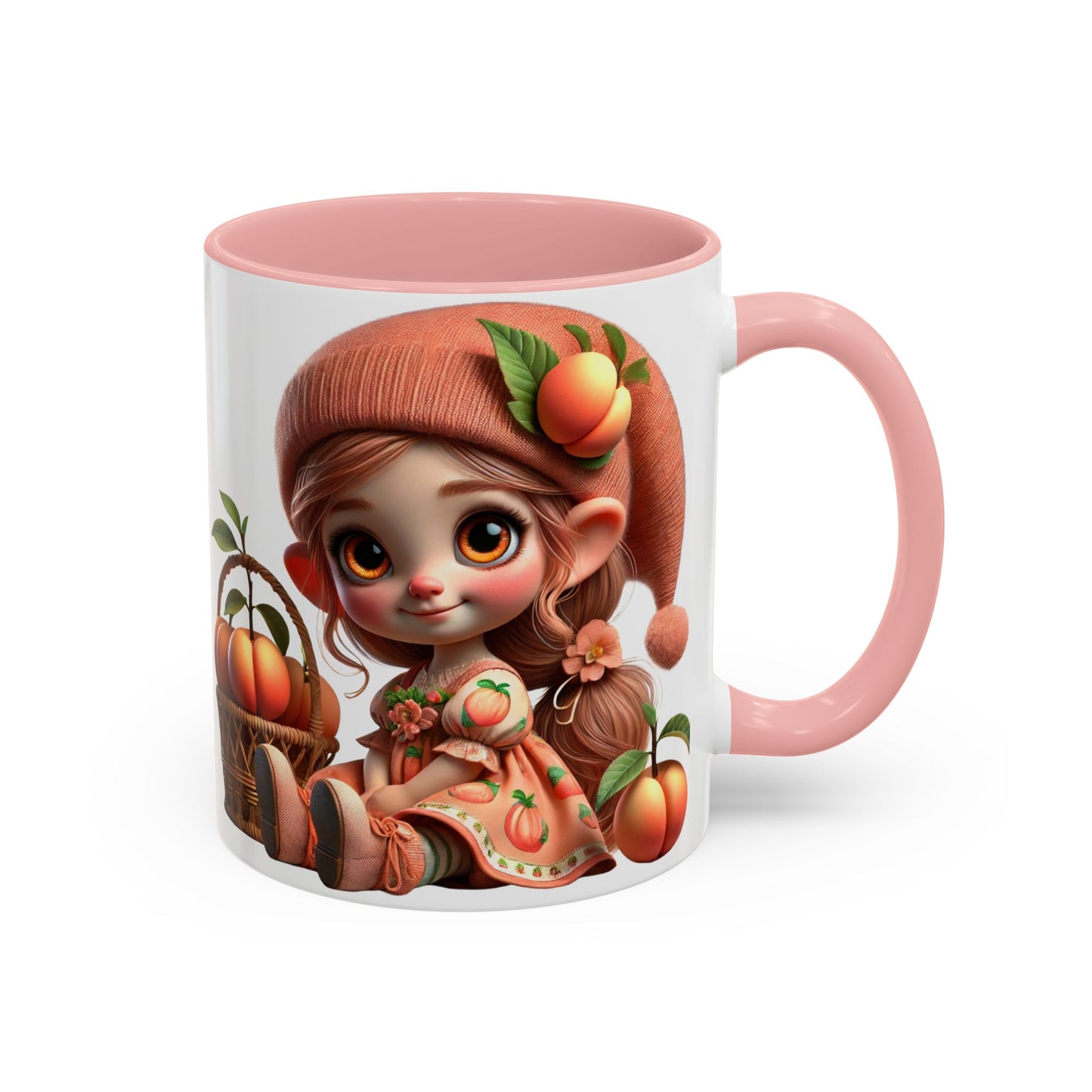 Cute Peach Character Accent Coffee Mug - Ideal for Cozy Mornings