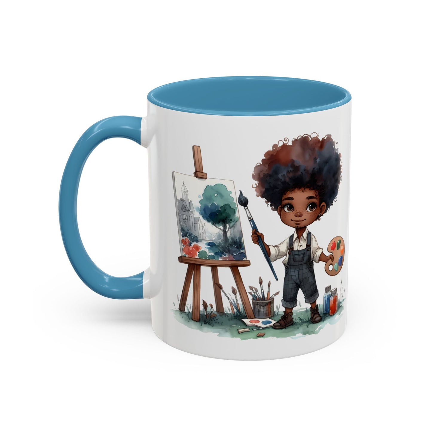 Creative Kid's Coffee Mug | Art Lover Gift | Black & White Accent Mug | Unique Art Design | Children's Art Decor | Fun Ceramic Cup