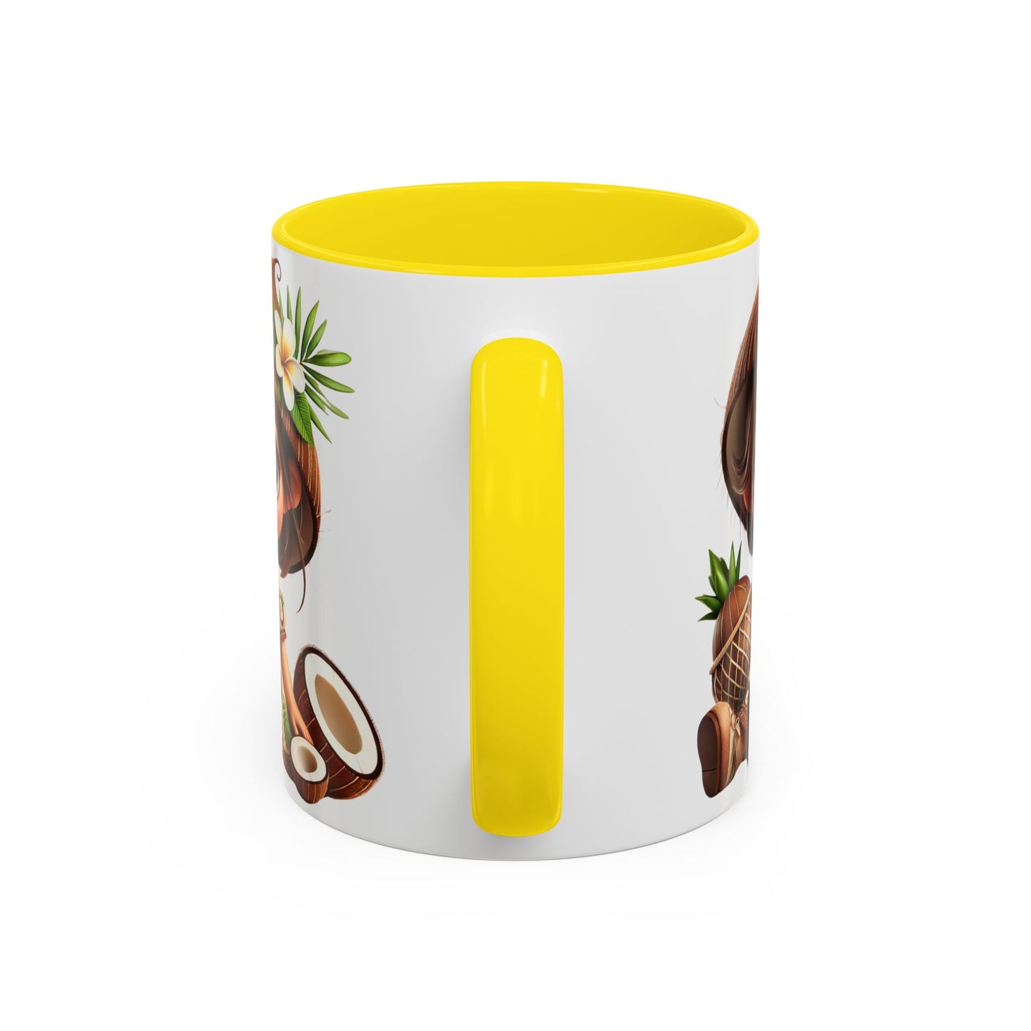 Tropical Kid's Accent Coffee Mug - Cute Animated Design with Pineapple & Coconut