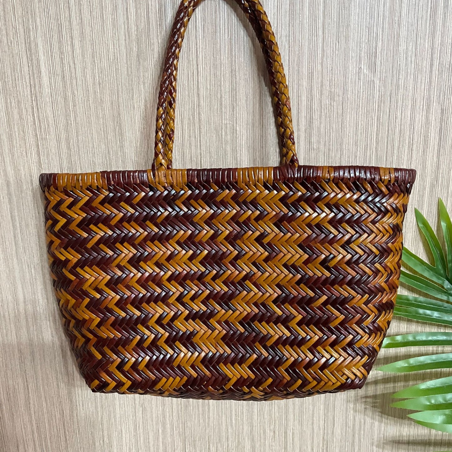 Woven Genuine Leather French Vegetable Basket Bag