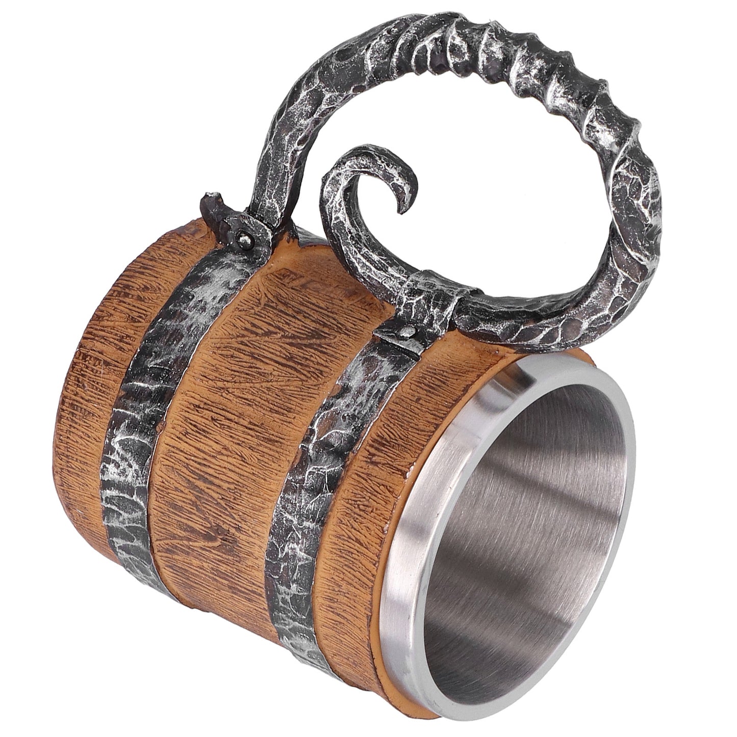 Resin Drinking Mug Oak Barrel Personalized Viking Vintage Stainless Steel HandMade Cup