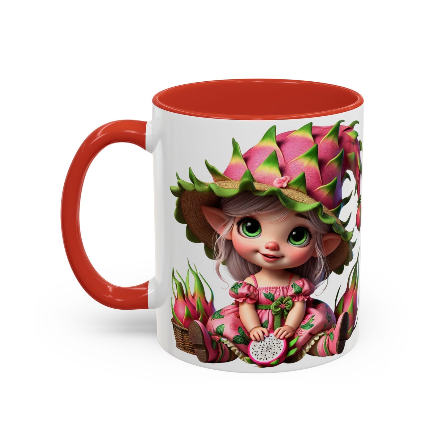 Whimsical Dragon Fruit Character Coffee Mug - Perfect for Plant Lovers & Fantasy Fans