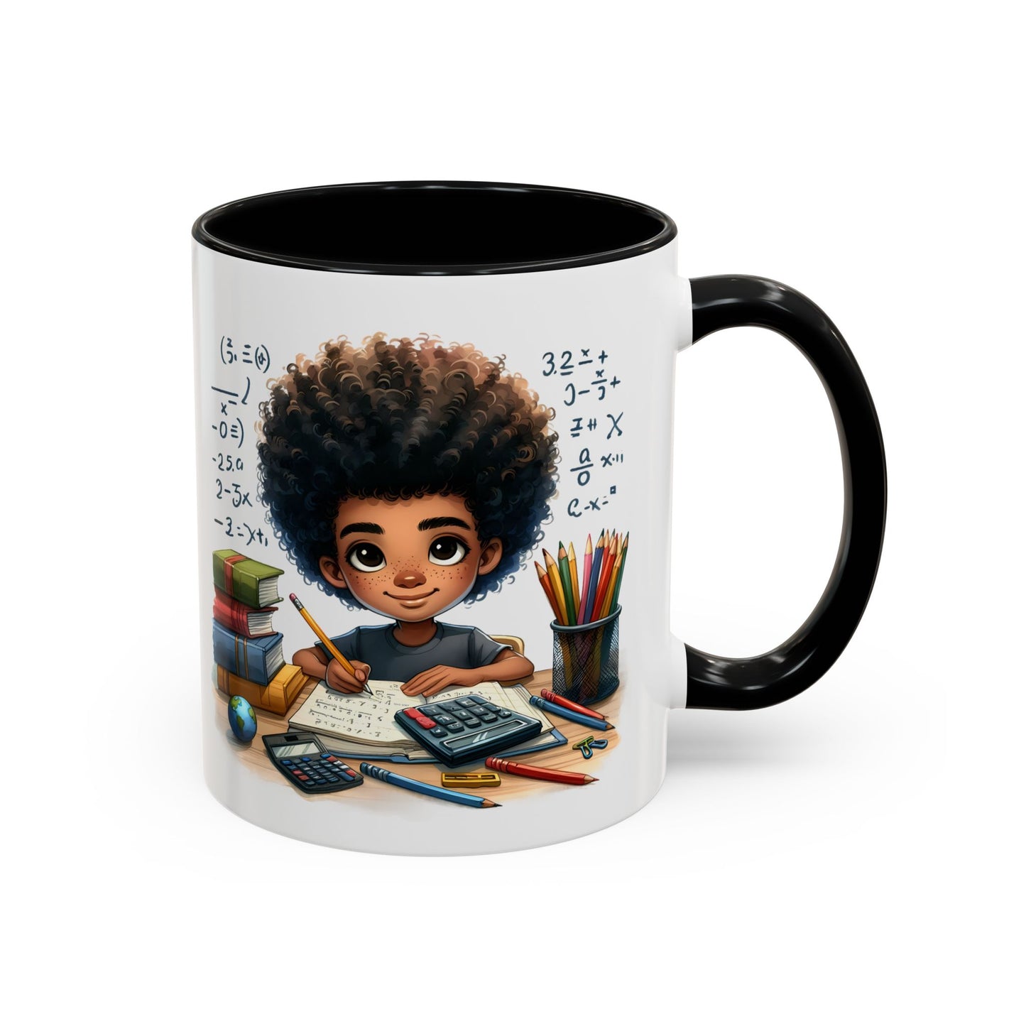 Cute Academic Accent Coffee Mug - Fun Mug for Students, Personalized Teacher Gift, Unique Gift for Scholars, Black Mug with Artwork