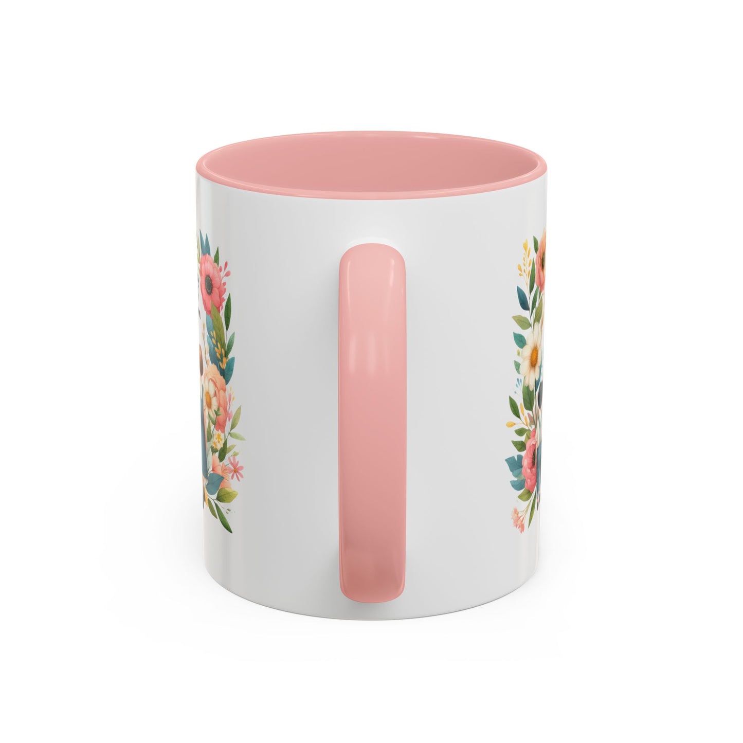 A Day with Mom Accent Coffee Mug - Floral Design, Gift for Mom, Mother's Day, Family Moments, Coffee Lover