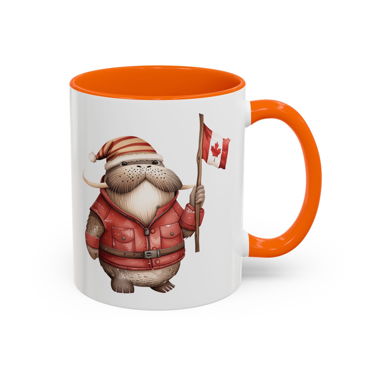 Canadian Holiday Accent Coffee Mug - Adorable Walrus with Flag, Gift for Canada Day, Cute Decor, Coffee Lover, Kitchen Accessory