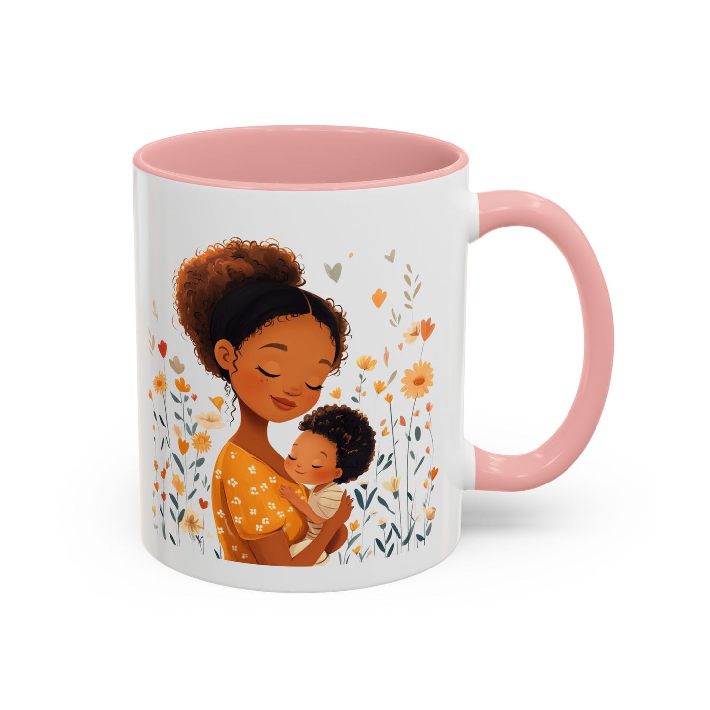 Warmth & Love Mug, Floral Mother & Child Coffee Cup, Gift for Mom, Cozy Drinkware, Baby Shower Mug, Family Bonding