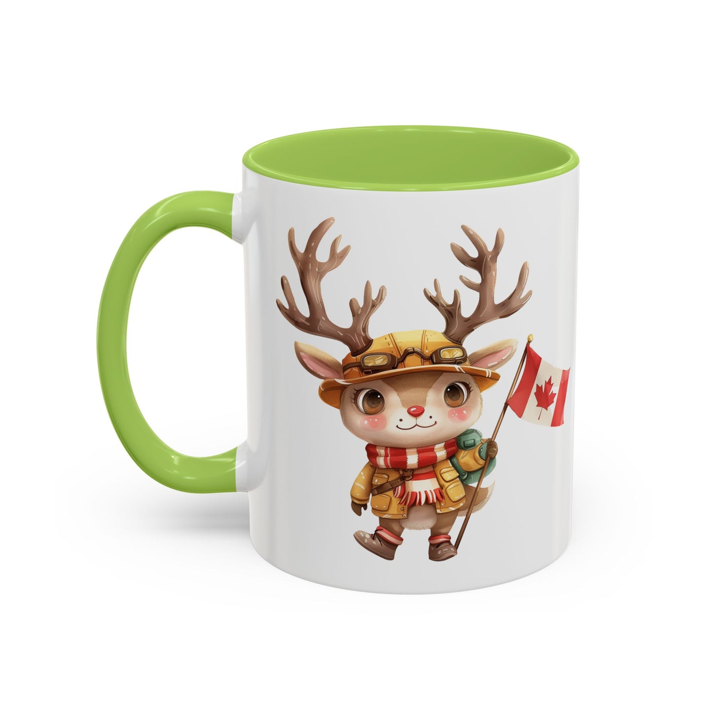 Cute Canadian Reindeer Mug, Accent Coffee Cup for Animal Lovers, Holiday Gift, Cute Kitchen Decor, Seasonal Drinkware