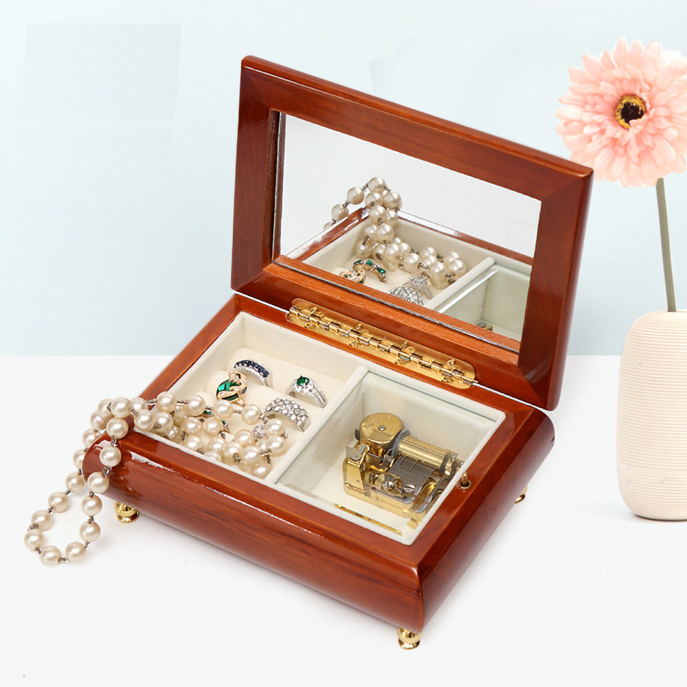 European Style Neoclassical Solid Wood Jewelry Music Box