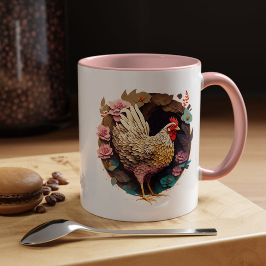 Charming Floral Chicken Coffee Mug - Perfect for Farmhouse Decor, Gift for Chicken Lovers, Tea, Hot Drinks, Home & Kitchen
