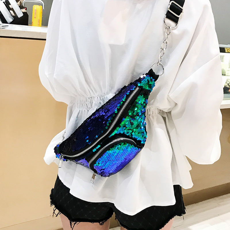 Women's Fashion Laser Starry Sequined Waist Bag