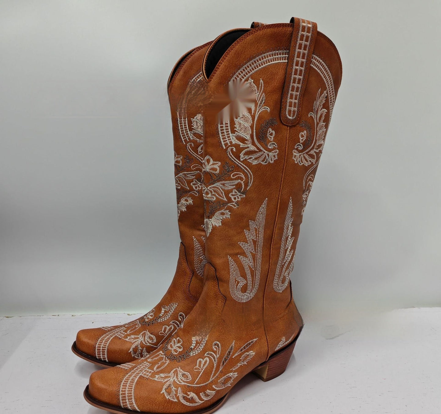 Embroidered Rhinestone Thick High Heel Side Zipper High-top Boots Store Hive UNIjuntos