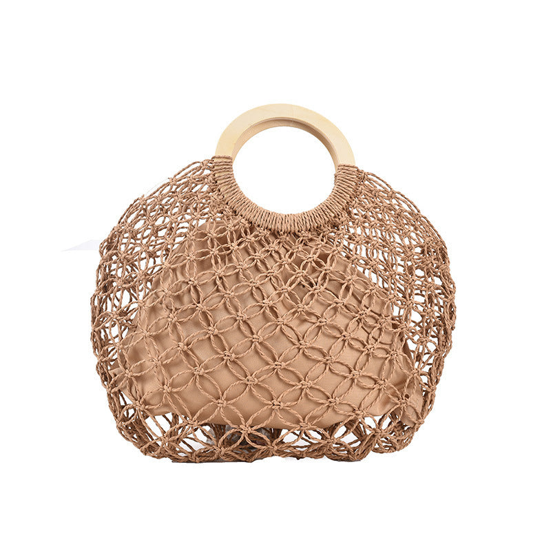 Women's Fashion Casual Straw Solid Color Tote Bag