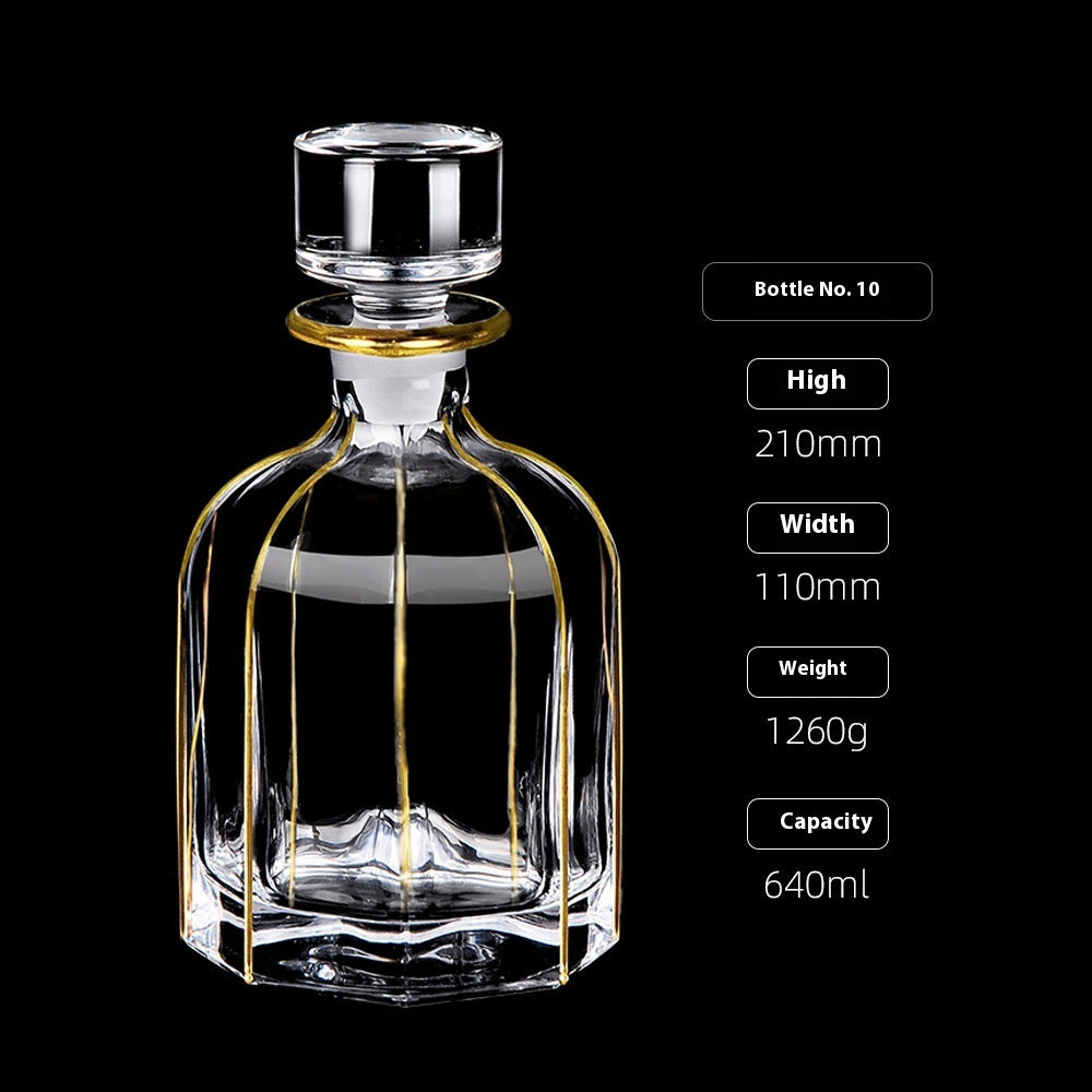 Gold Drawing Line Foreign Wine Bottle Crystal Glass Creative Whiskey Bottle