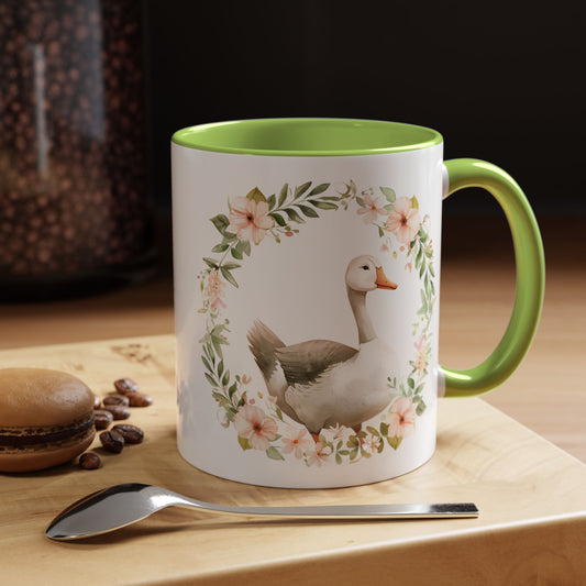 Floral Goose Accent Coffee Mug | Nature Lover Gift, Home Decor, Coffee Lover, Office Mug, Mother's Day Gift
