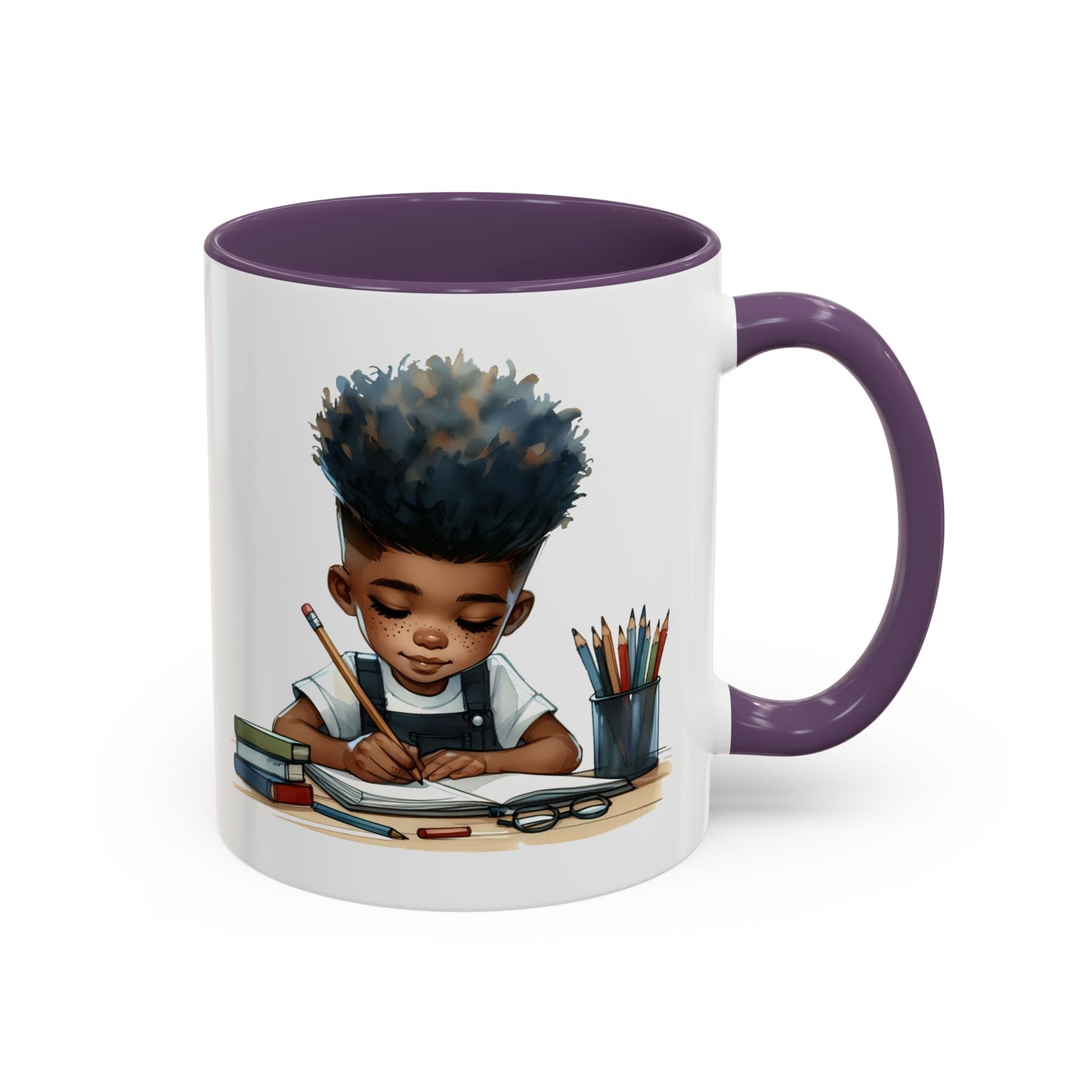 Creative Kids Coffee Mug, Black Accent Mug, Cute Student Gift, Kids Artwork Mug, Back-to-School Coffee Cup, Educational Gift Idea