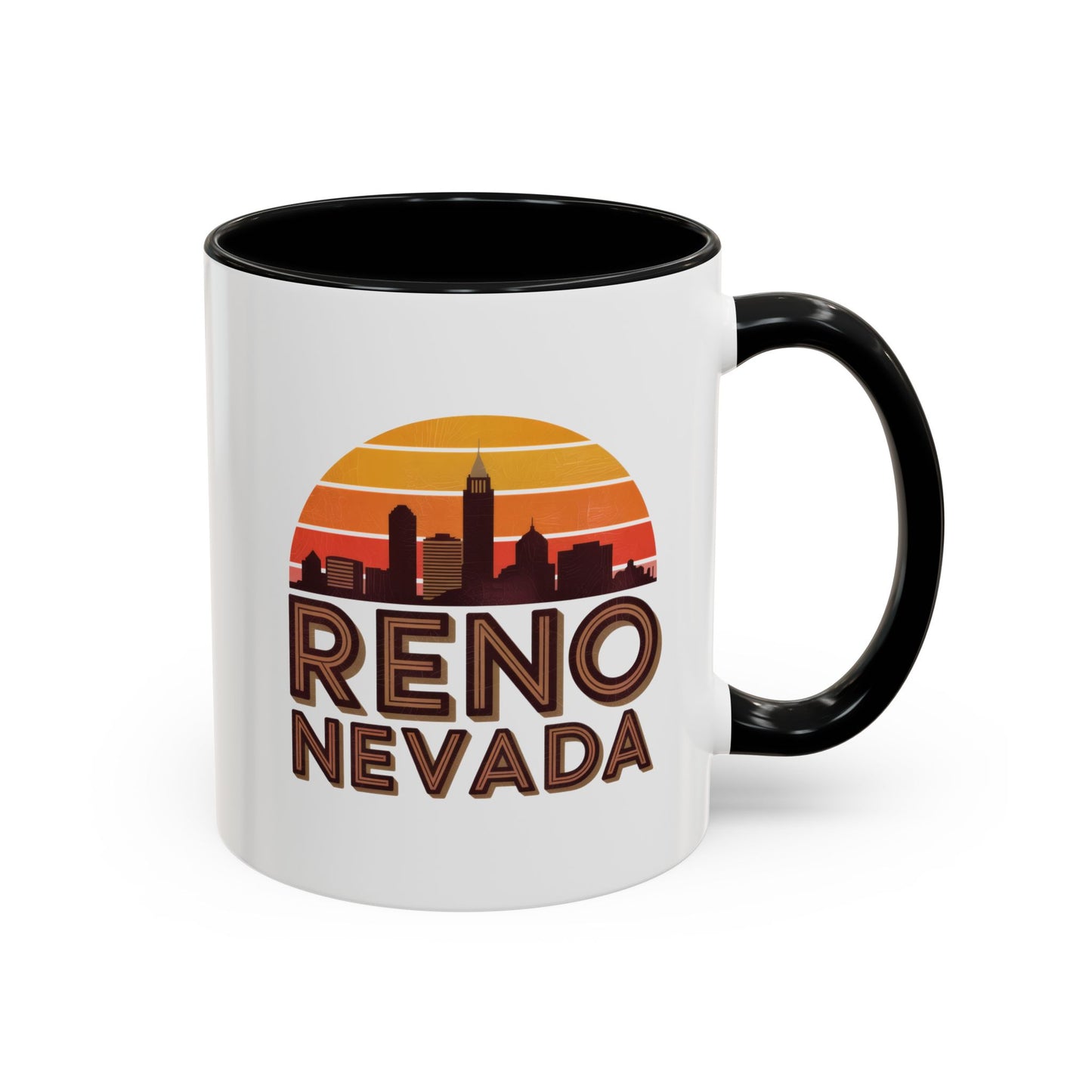 Reno Nevada Accent Coffee Mug | Retro Sunrise Design | Perfect Gift, Kitchen Decor, Souvenir, Coffee Lovers, Travel Mug