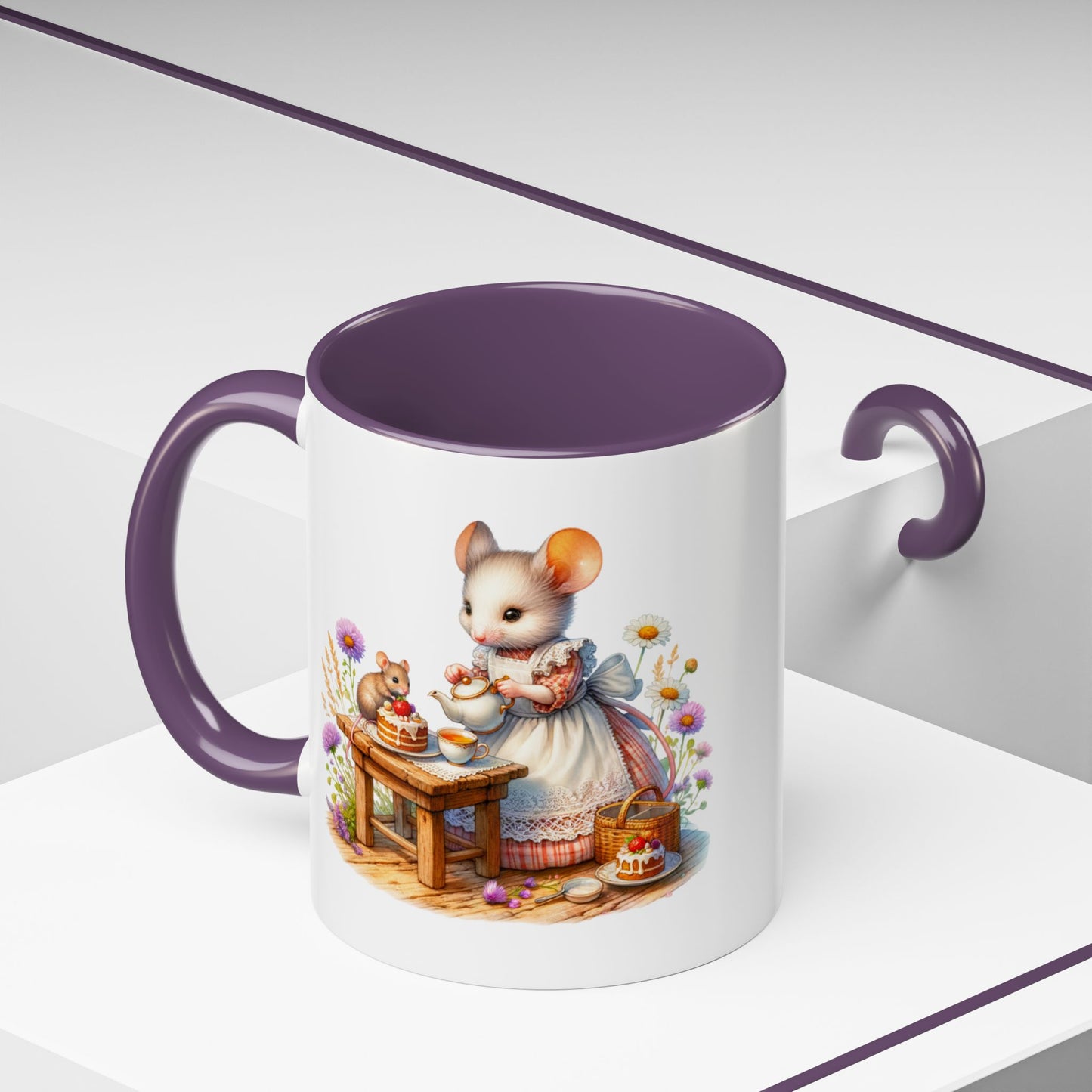 Adorable Mouse Kitchen Coffee Mug, Cute Animal Mug, Gift for Baking Lovers, Cozy Home Decor, Kitchenware, Tea Mug, Floral Design