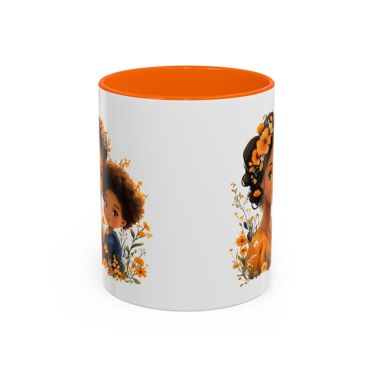 Floral Family Accent Coffee Mug - Mother's Day Gift, Cute Mug for Kids, Floral Design, Spring Decor, Family Bonding