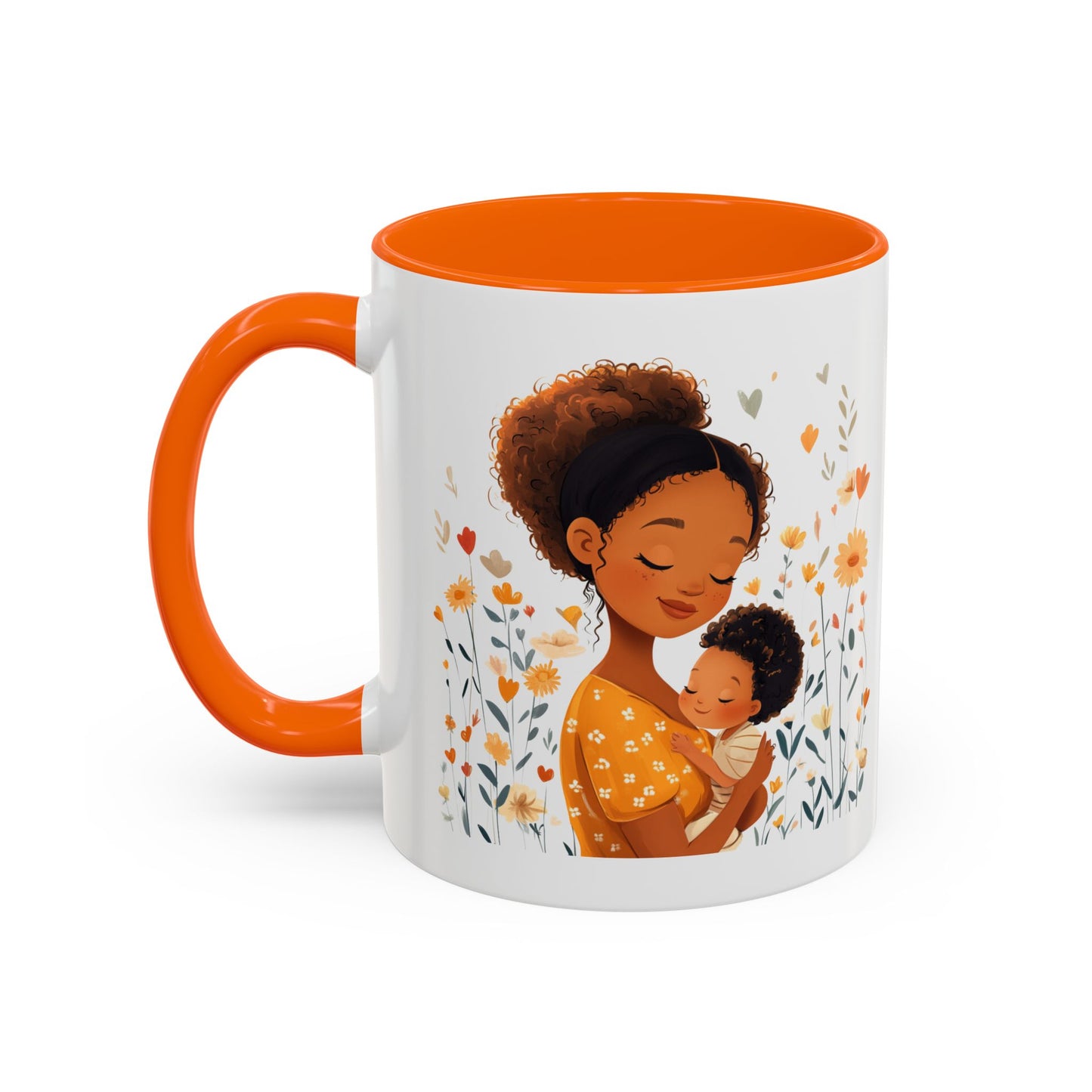 Warmth & Love Mug, Floral Mother & Child Coffee Cup, Gift for Mom, Cozy Drinkware, Baby Shower Mug, Family Bonding