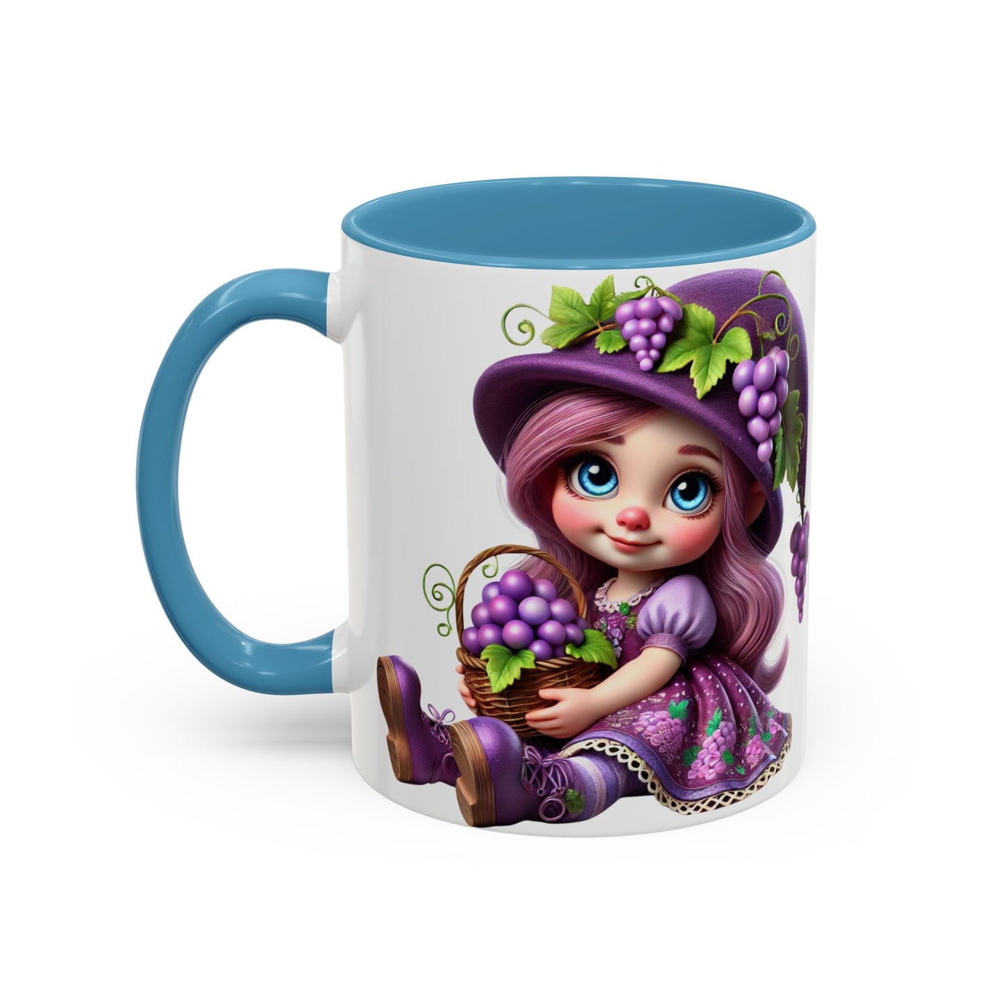 Whimsical Grape Girl Coffee Mug - Fun 11oz & 15oz Accent Mugs for Kids and Wine Lovers