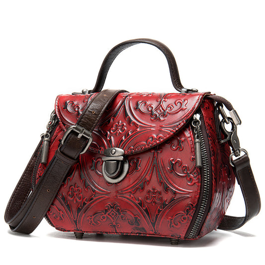 Women's embossed leather shoulder bag