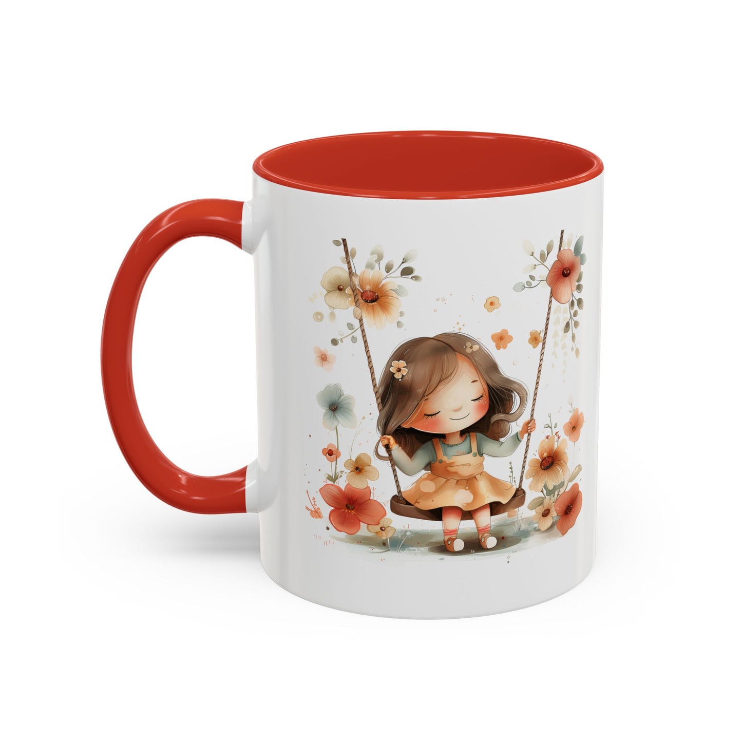 Floral Swing Coffee Mug - Whimsical Flower Design, Cute Gift for Tea Lovers, Boho Kitchen Decor, Birthday, Mother's Day