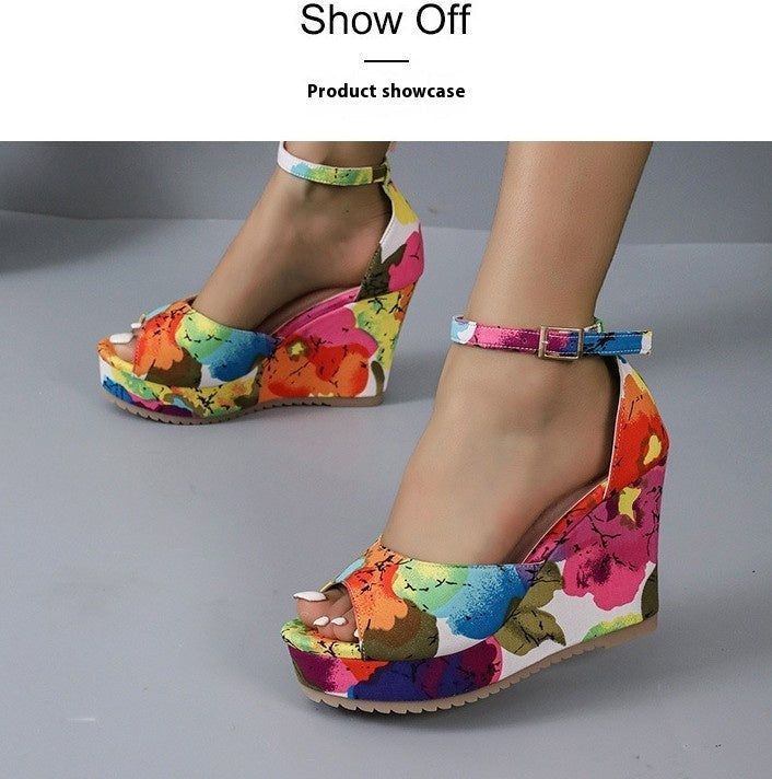 Women's Wedge Platform Peep-toe Waterproof Platform Casual All-match Multicolor Sandals Store Hive UNIjuntos
