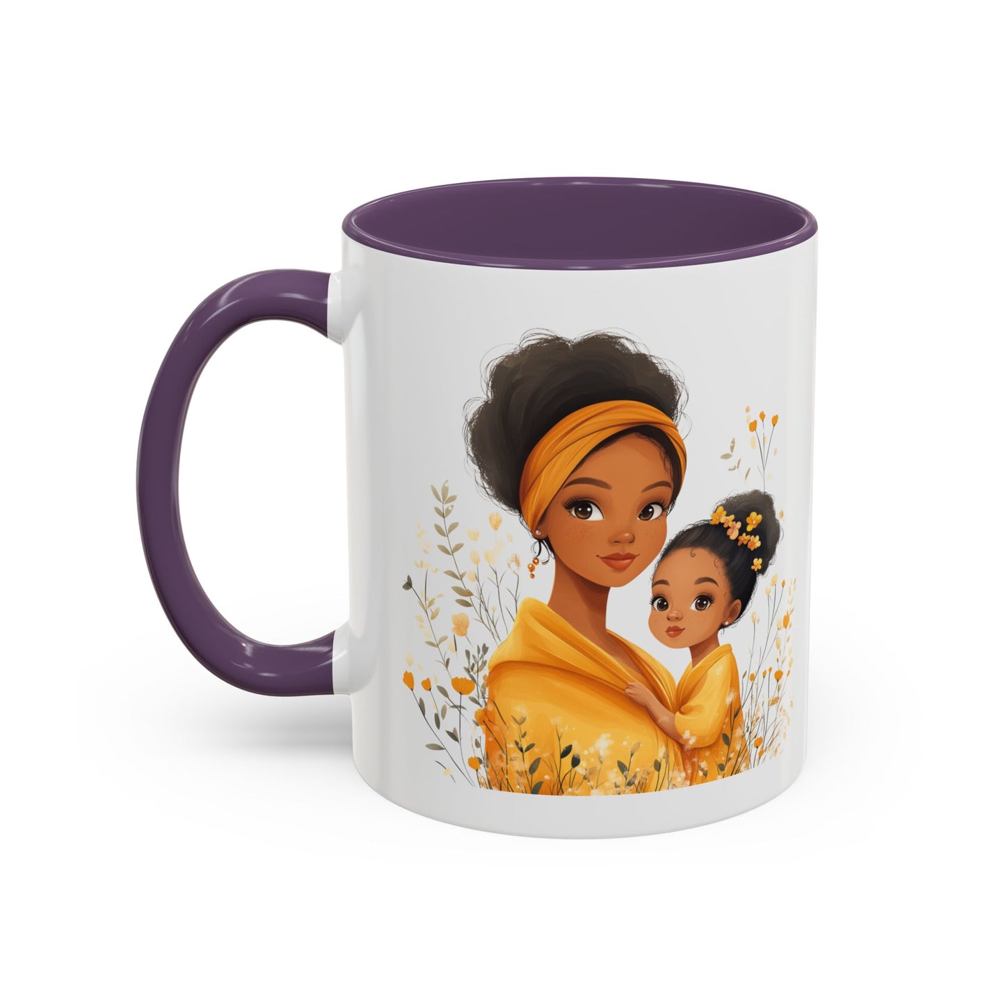 Cozy Mother & Child Coffee Mug, Floral Coffee Cup, Gift for Mom, Tea Lover’s Mug, Cute Mom Mug