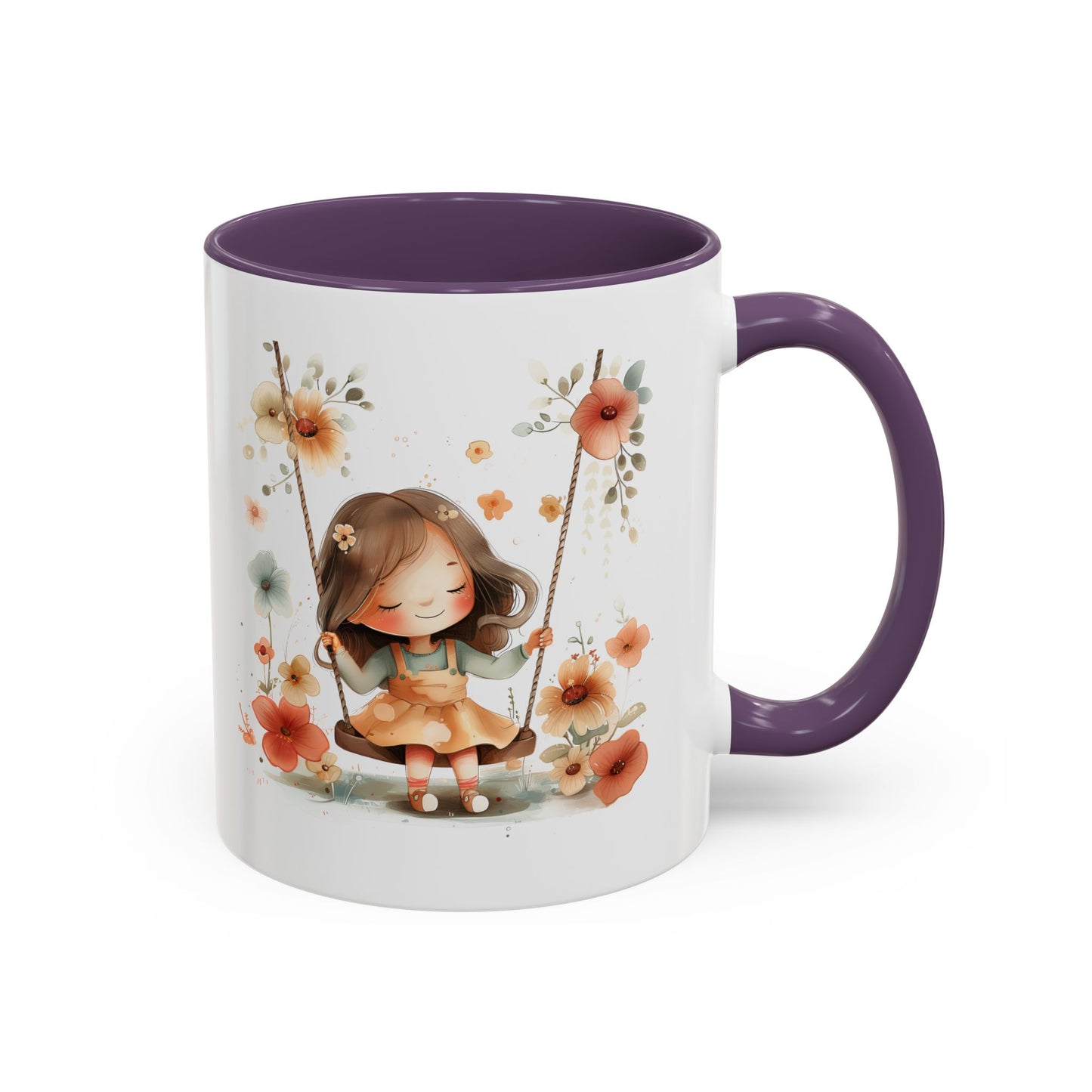 Floral Swing Coffee Mug - Whimsical Flower Design, Cute Gift for Tea Lovers, Boho Kitchen Decor, Birthday, Mother's Day