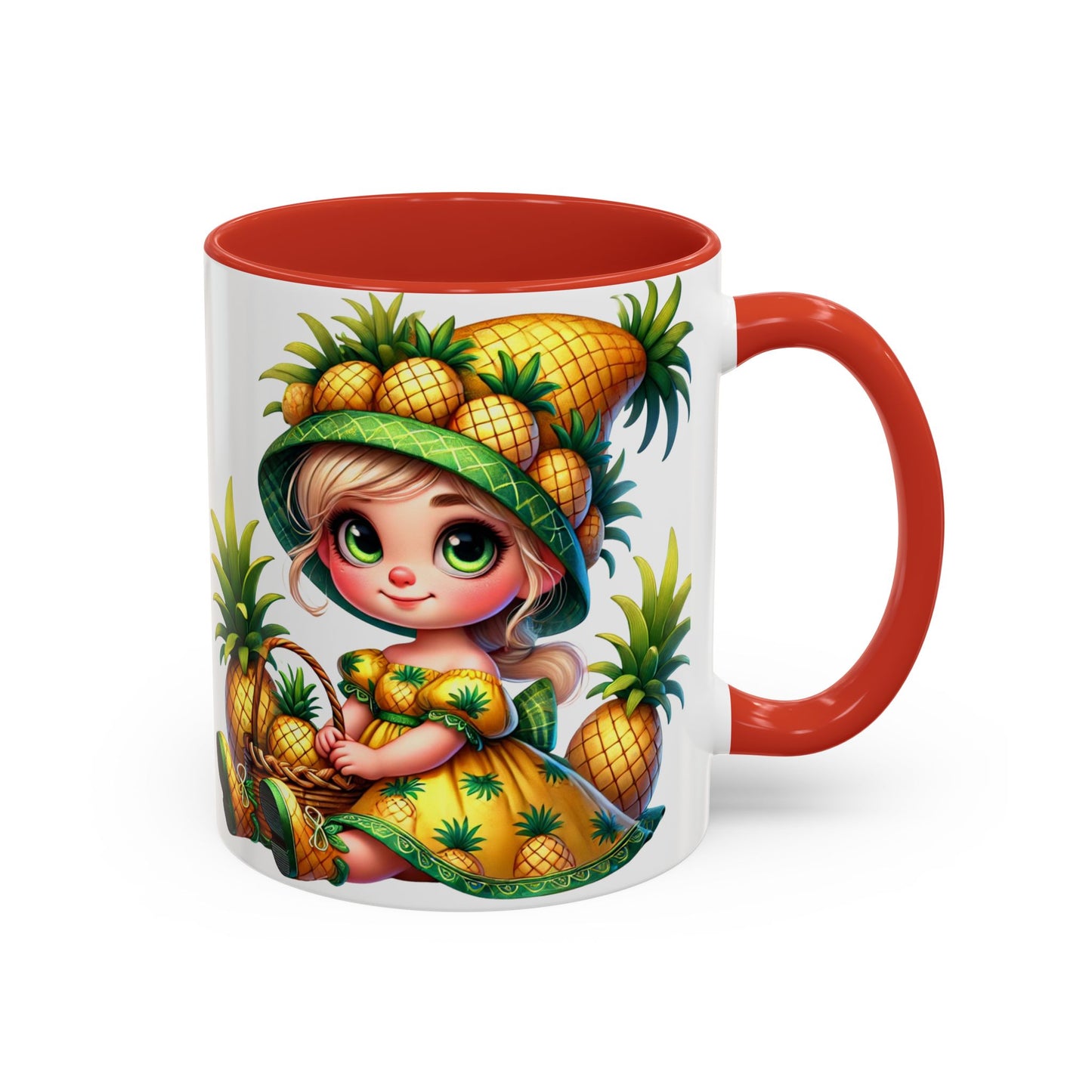 Pineapple Paradise Accent Coffee Mug - Cute Tropical Design, 11oz & 15oz