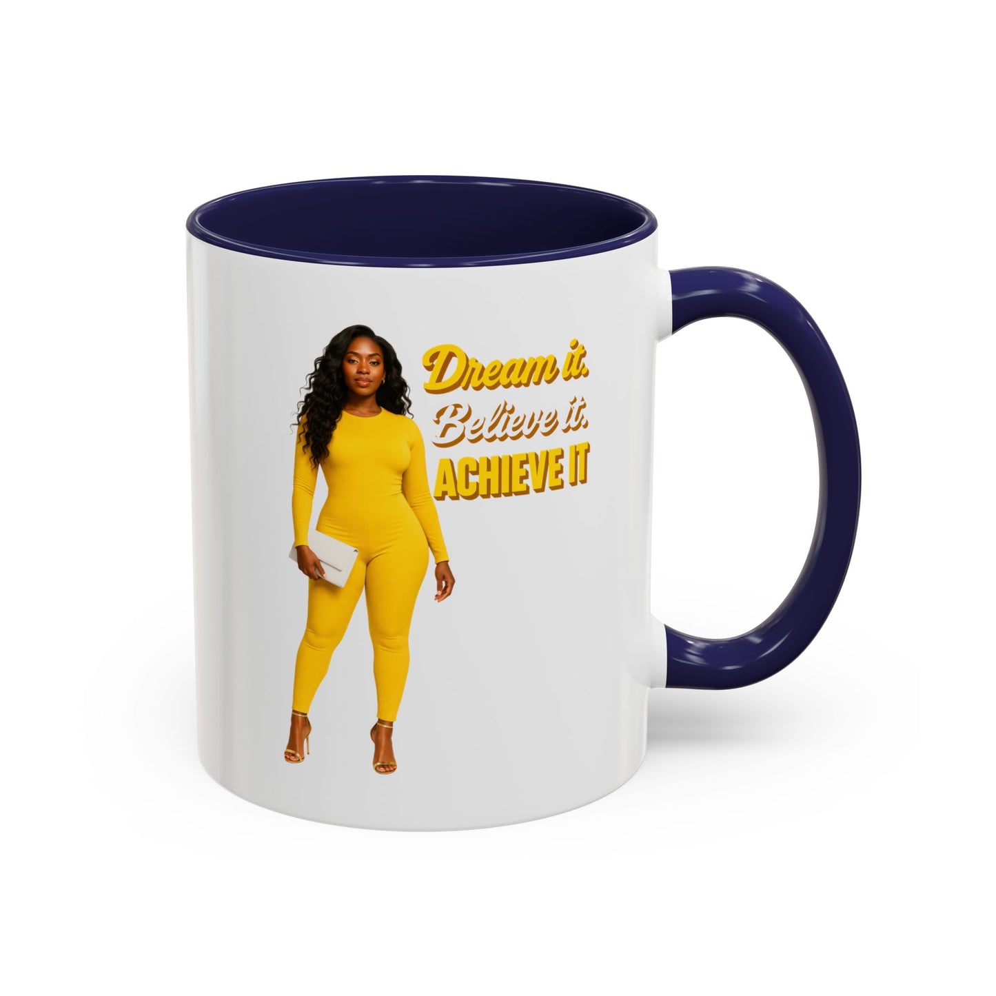 Inspiring Accent Coffee Mug - Dream It, Believe It, Achieve It, Motivational Gift, Coffee Lovers, Home Office Decor