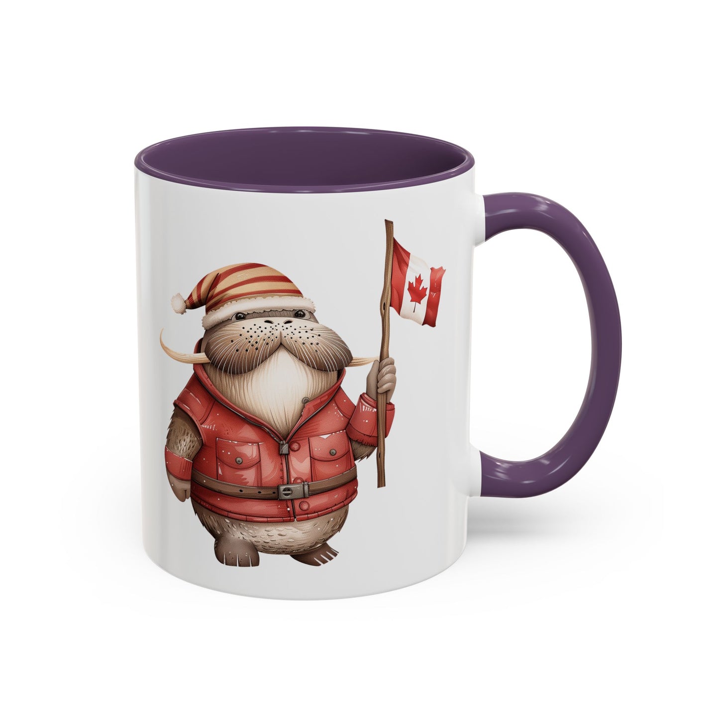 Canadian Holiday Accent Coffee Mug - Adorable Walrus with Flag, Gift for Canada Day, Cute Decor, Coffee Lover, Kitchen Accessory