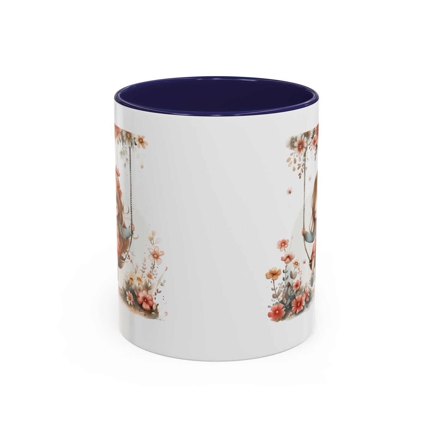 Cute Floral Swing Coffee Mug, Adorable Gift for Her, Tea Lover Mug, Cozy Home Decor, Birthday Gift, Floral Art Drinkware