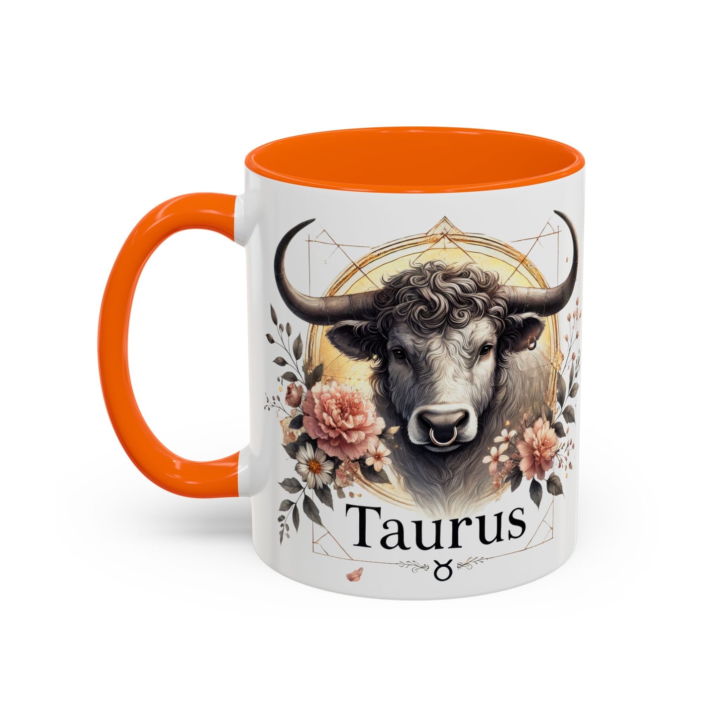Taurus Floral Accent Coffee Mug | Astrology Gift for Taurus Fans | Office, Birthday, Zodiac Decor, Personalized Mug, Home & Kitchen