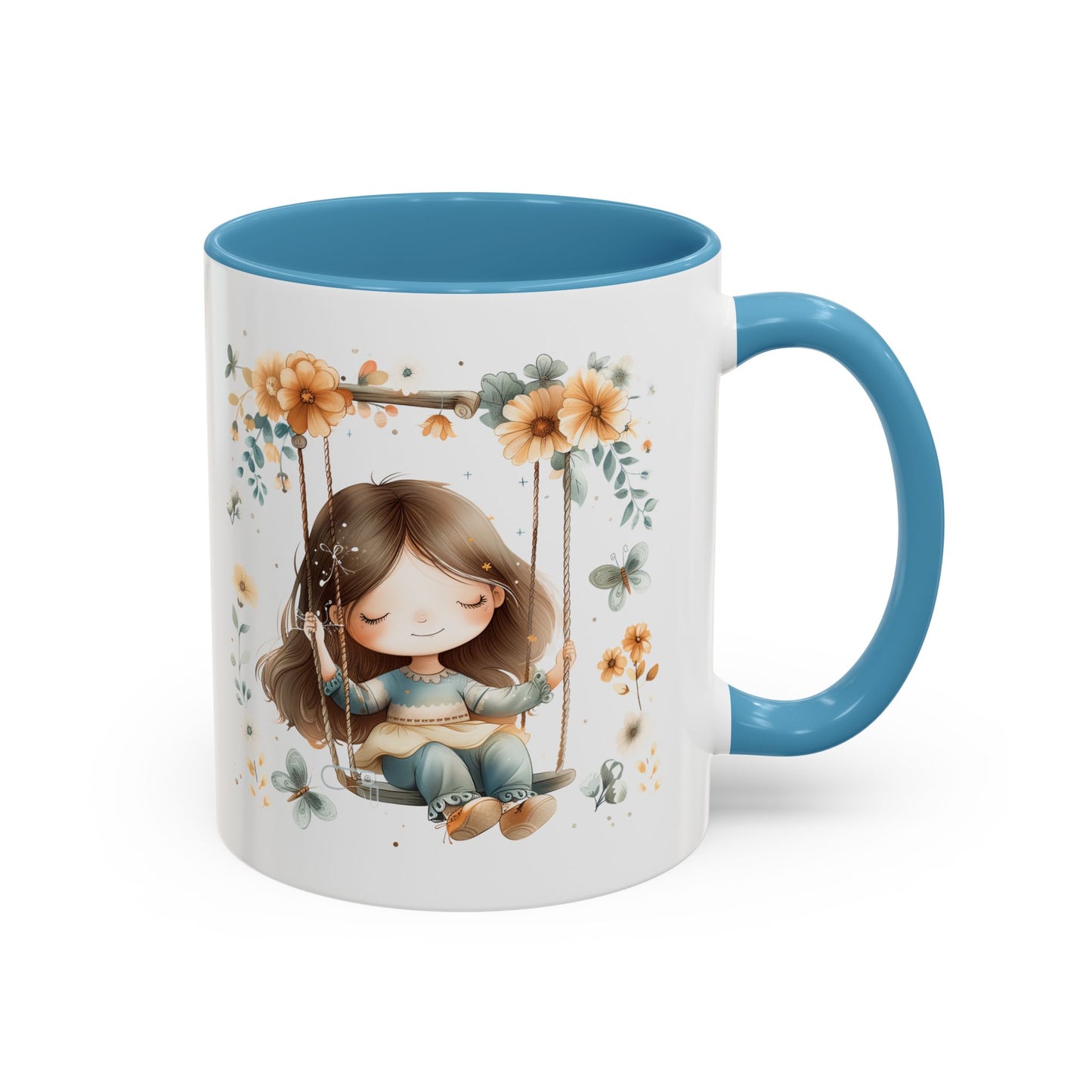 Whimsical Floral Swing Accent Coffee Mug, Cute Gift for Tea Lovers, Cozy Home Decor, Ideal for Birthdays, Mother’s Day, Girlfriend Gift