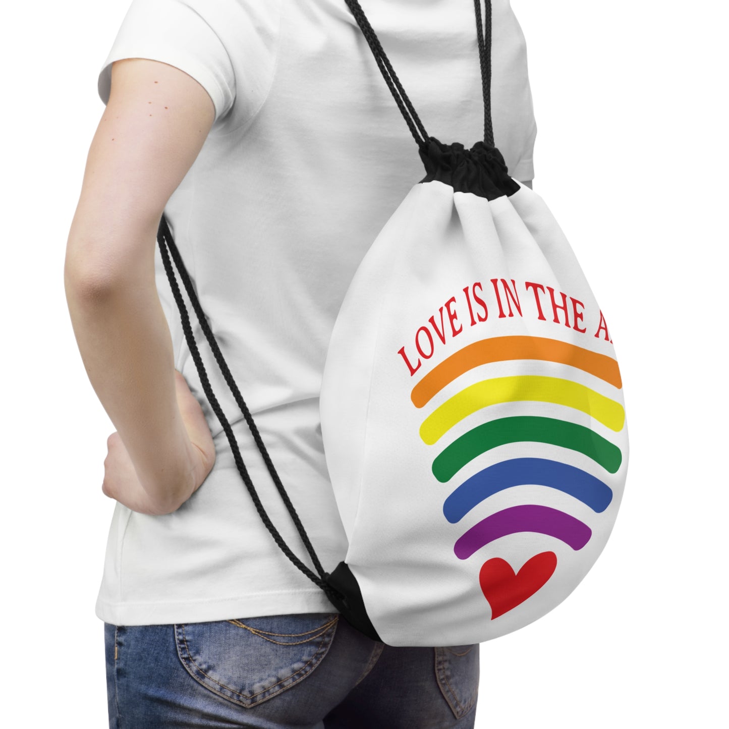 Rainbow Love Drawstring Bag - Colorful, Fun & Perfect for Festivals