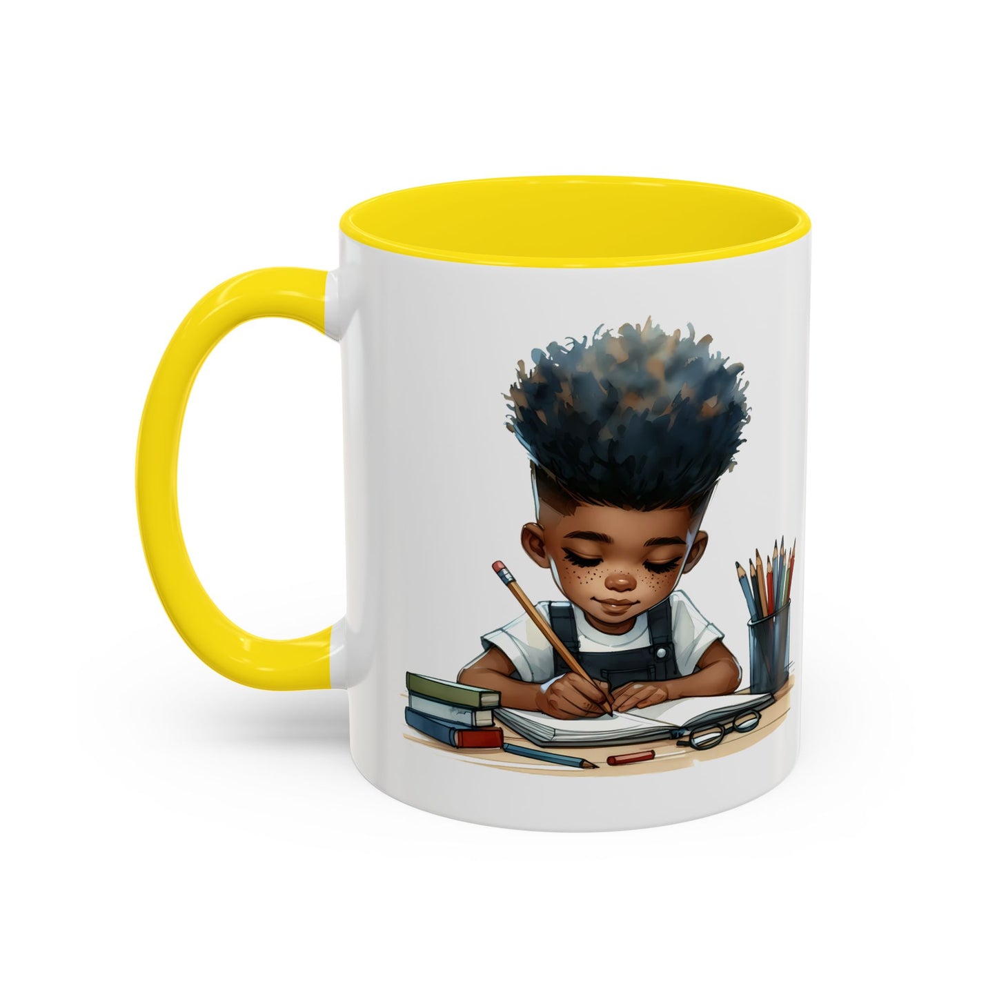 Creative Kids Coffee Mug, Black Accent Mug, Cute Student Gift, Kids Artwork Mug, Back-to-School Coffee Cup, Educational Gift Idea