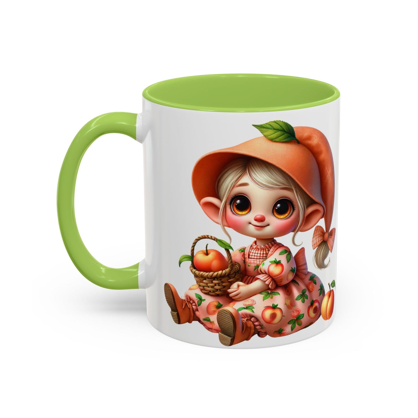 Cute Peach Character Accent Coffee Mug - 11 & 15oz