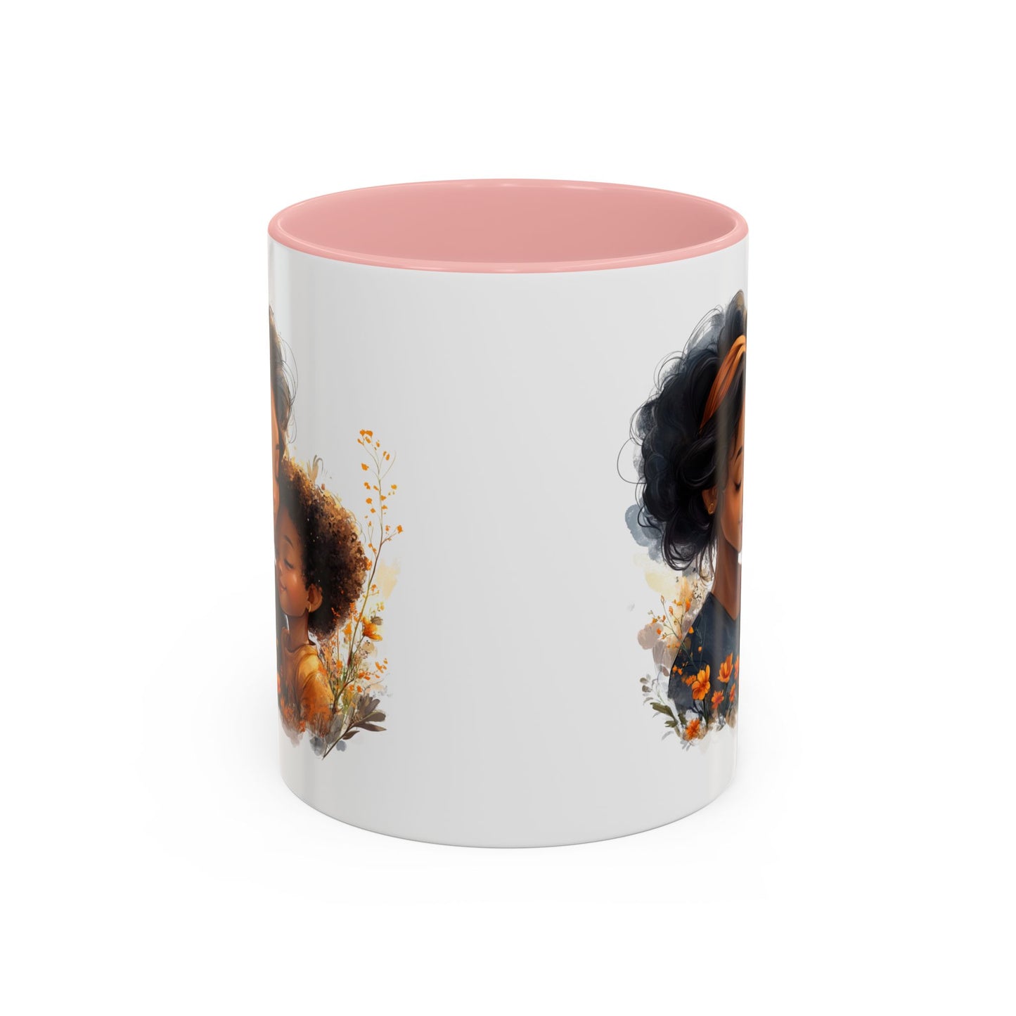 Vibrant Floral Mama & Child Coffee Mug, Black Handle Tea Cup, Perfect Gift for Moms, Cute Nursery Décor, Inspirational Homeware