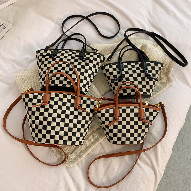 Winter Checkerboard Bucket Bag Fashion Check Handbag