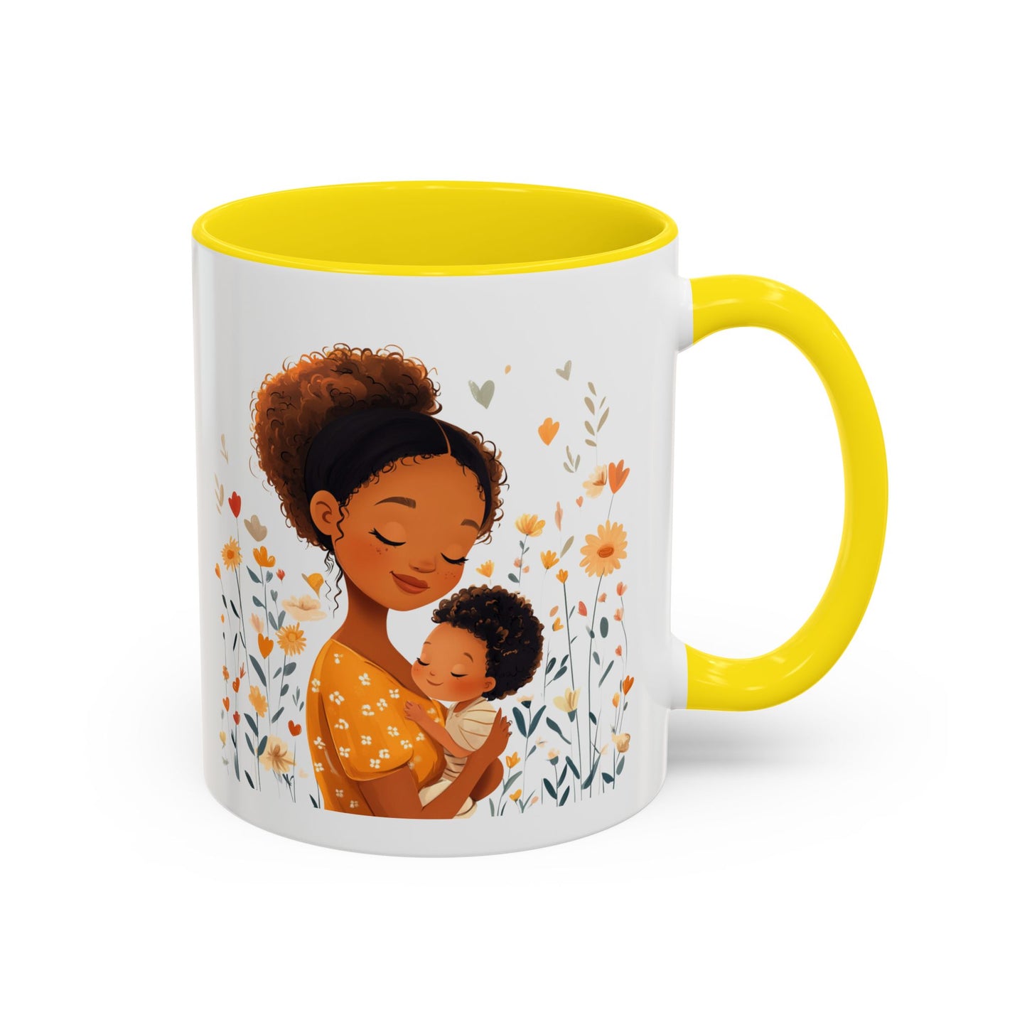 Warmth & Love Mug, Floral Mother & Child Coffee Cup, Gift for Mom, Cozy Drinkware, Baby Shower Mug, Family Bonding