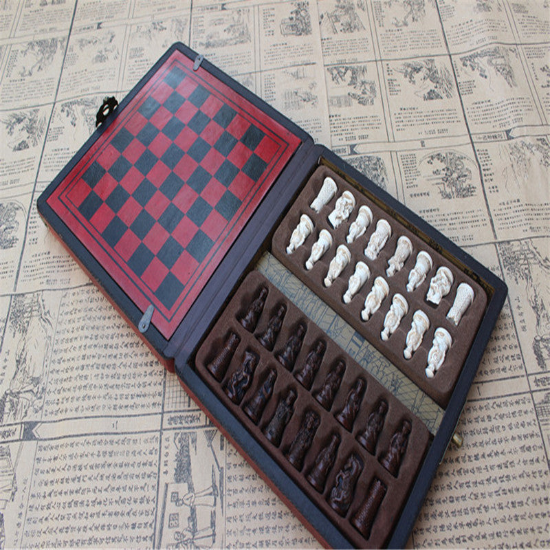 Antique chess mobile chess board