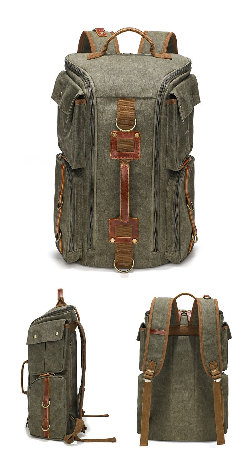 Men's Outdoor Leisure Waterproof Large Capacity Canvas Vintage Backpack