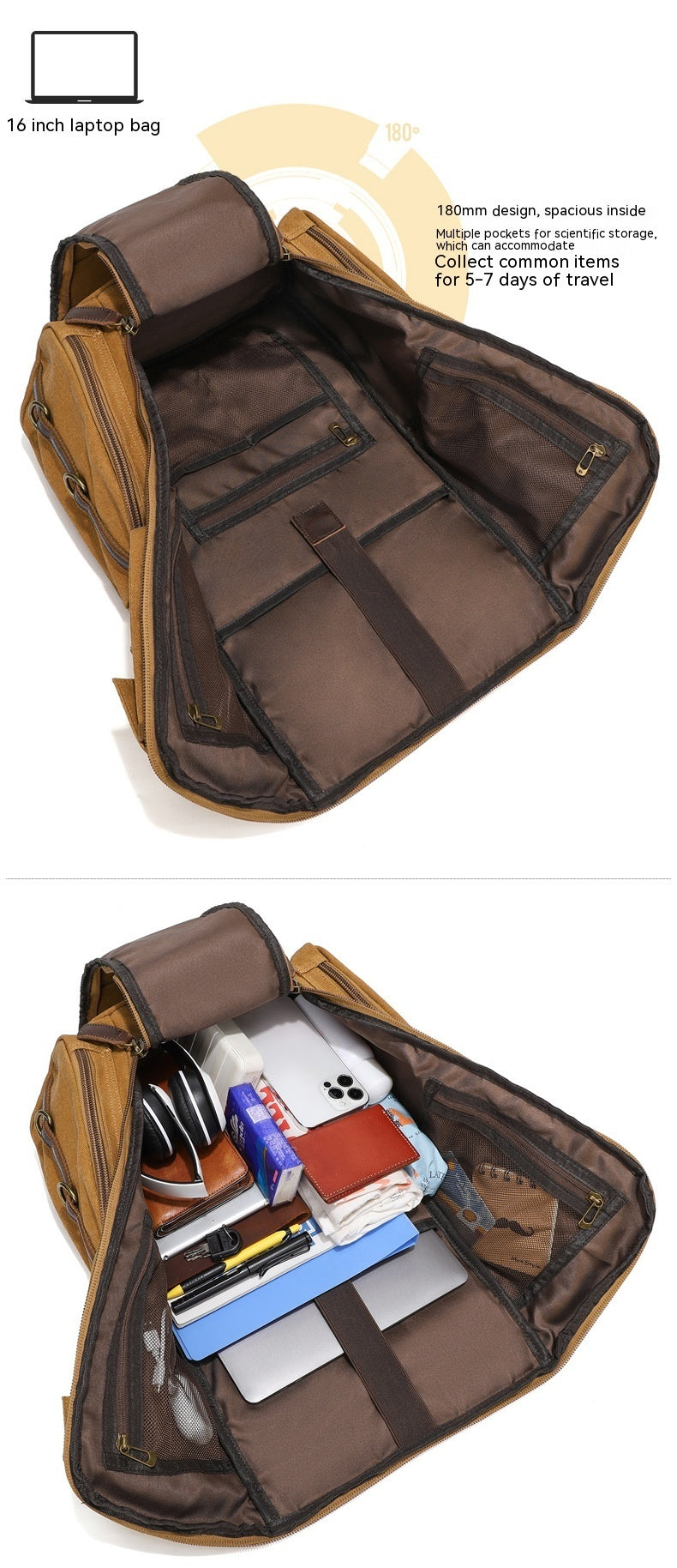 Men's Outdoor Leisure Waterproof Large Capacity Canvas Vintage Backpack