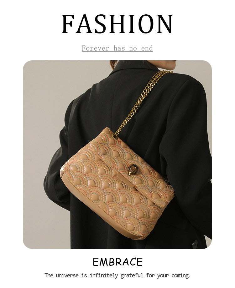 Embroidery Thread Small Square Rainbow Chain Bag