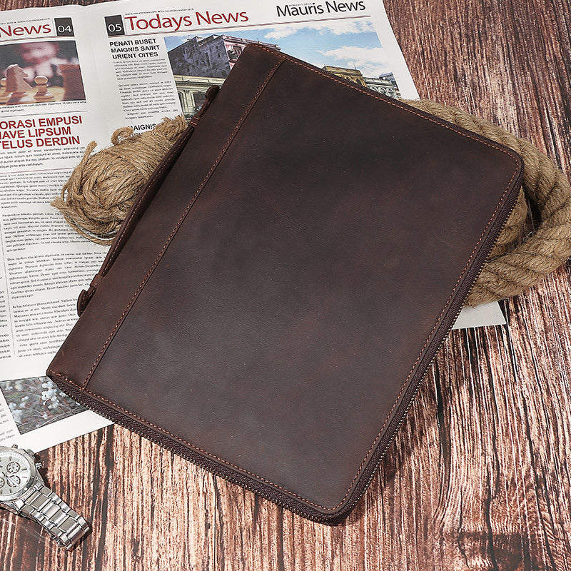 Vintage Crazy Horse Leather Handbag Tablet Computer Leather Sleeve