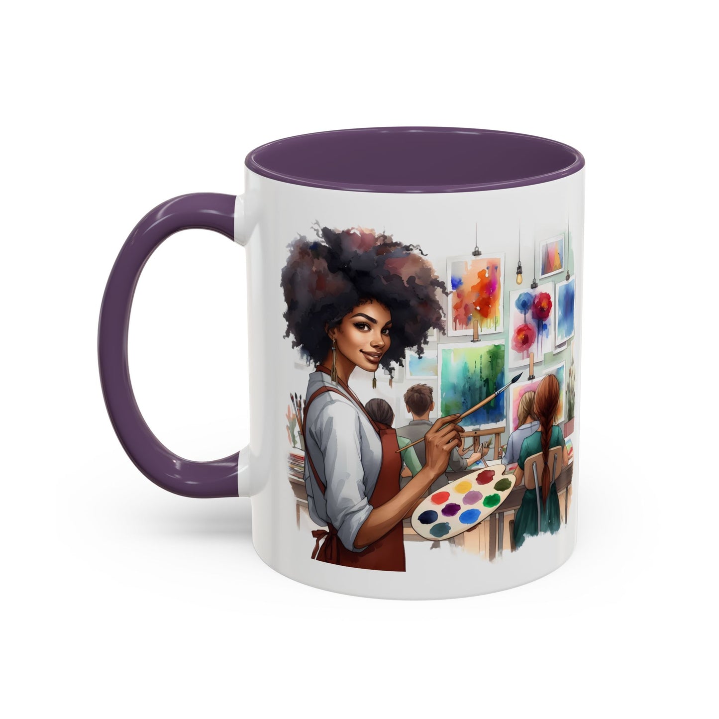 Artistic Creative Coffee Mug for Artists, Unique Mug Gift, Black Handle Ceramic Cup, Inspirational Art Lover Drinkware, Paint Palette Design