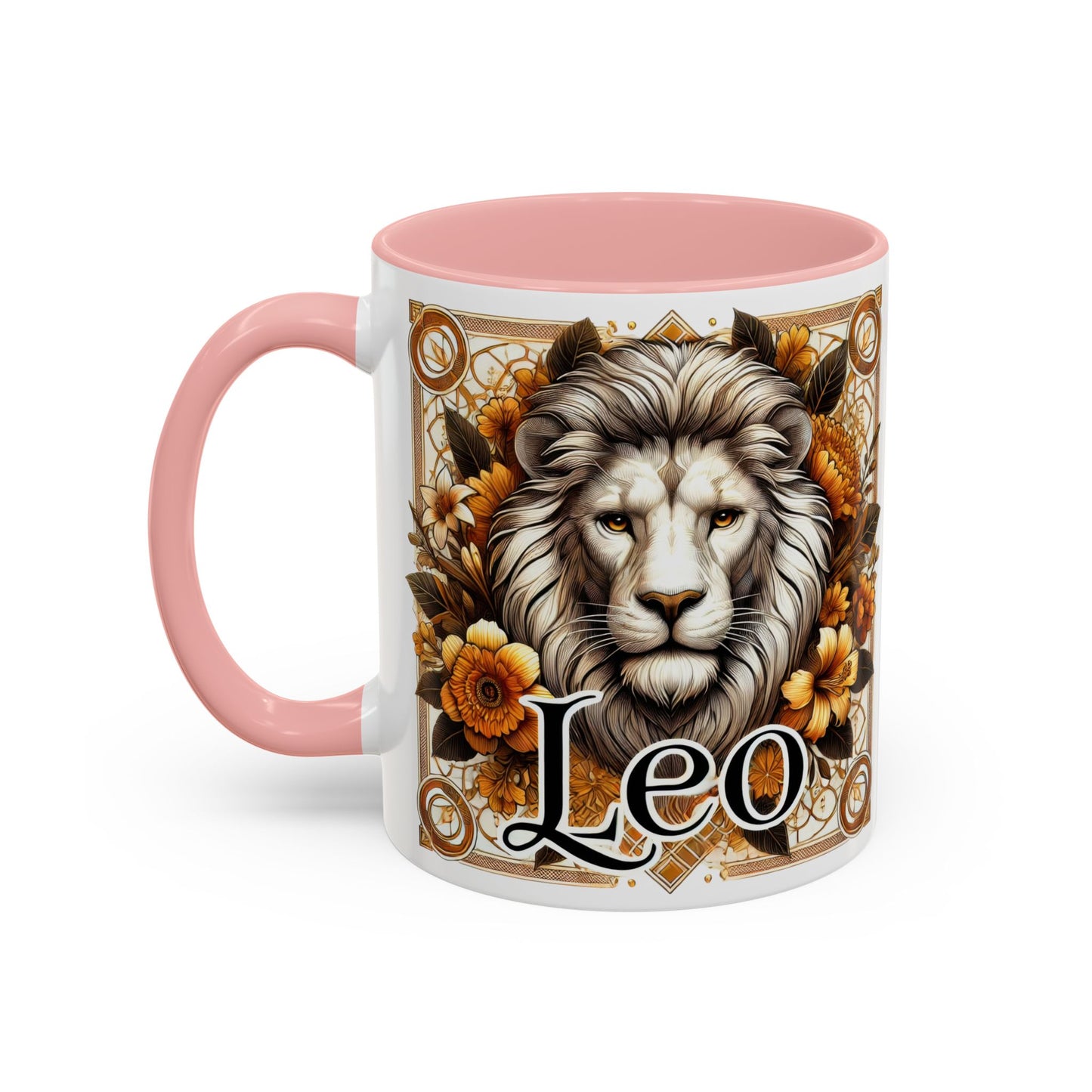 Leo Zodiac Accent Coffee Mug – Bold Floral Design for Astrology Lovers