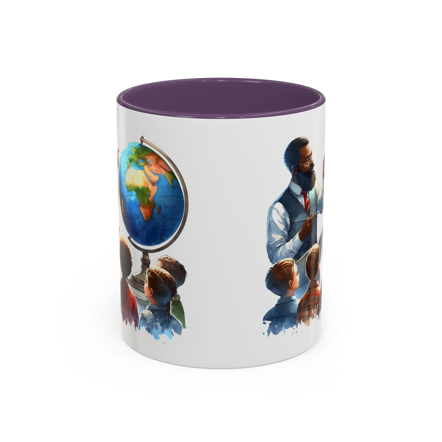 World Teacher Accent Coffee Mug - Inspiring Gift for Educators, Classroom Decor, Study Sessions, Teacher Appreciation, Travel Enthusiasts